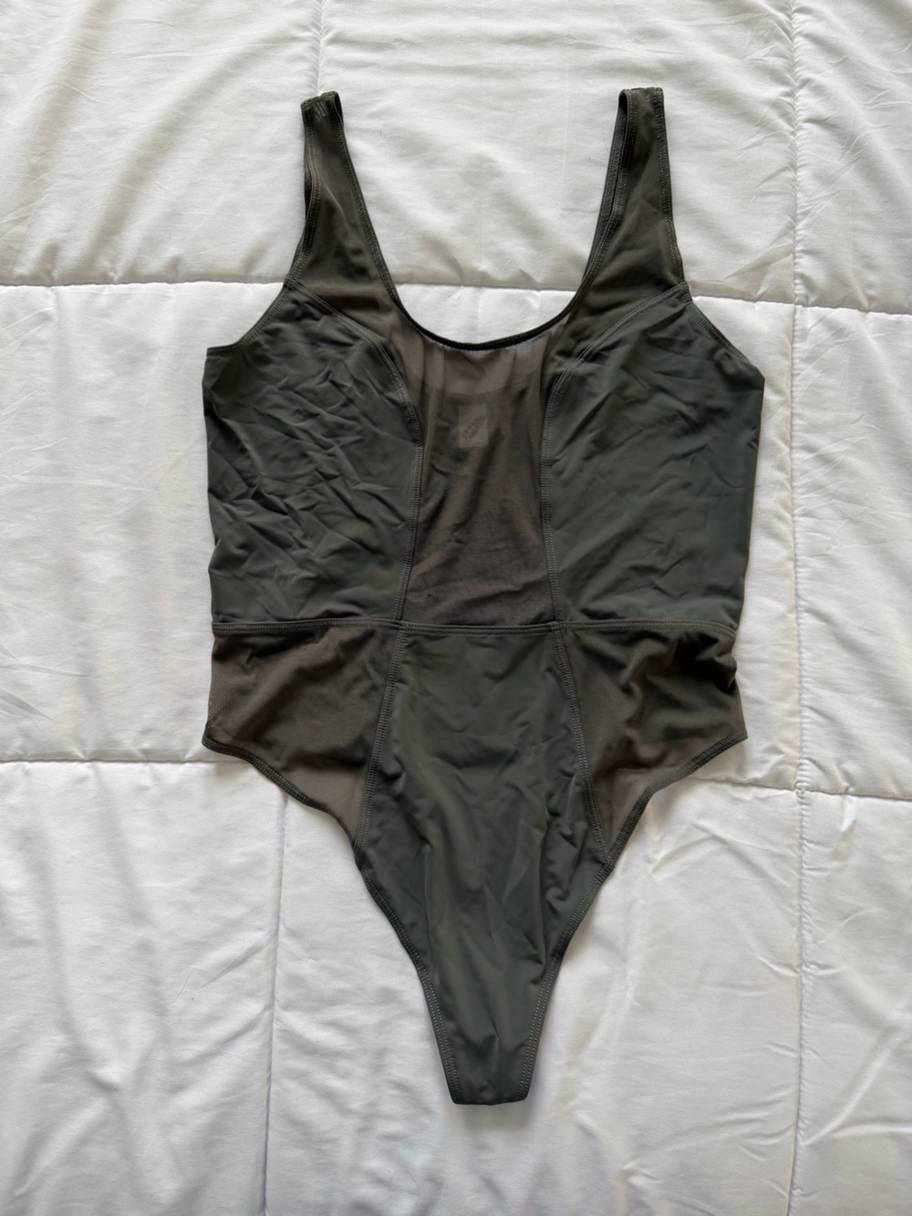 Parade Mesh-Inset One-Piece Bodysuit in Geay Size Small